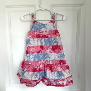 OshKosh B'gosh Casual Red, White & Blue Floral Toddler Girl Dress - Size 3t